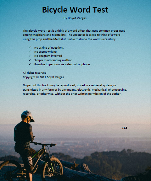 Bicycle Word Test (eBook) by Boyet Vargas (Instant Download) - Click Image to Close